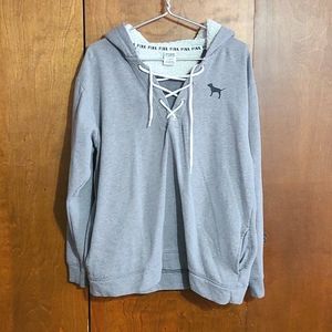 PINK pullover sherpa lined hood size L